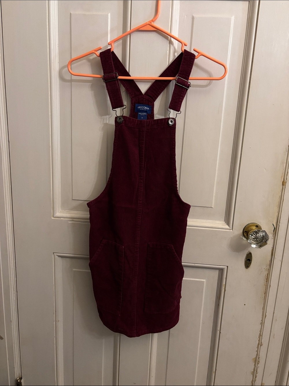 Arizona Jean Company Burgundy Corduroy Overall Dress